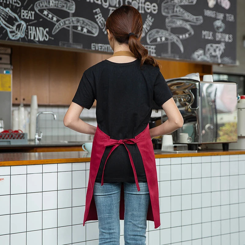 Customized Logo Design Apron Logo Signature Men's Women's Kitchen Aprons Home Chef Baking Clothes Waterproof  with Pockets