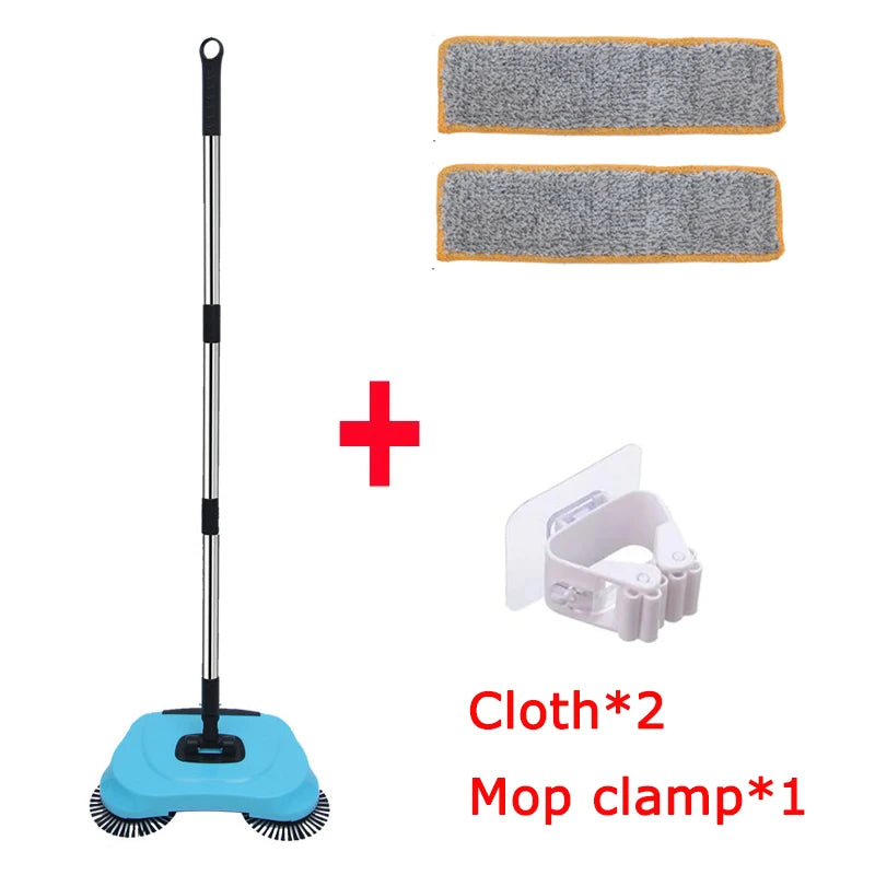 360° Hand Push Sweeper Vacuum Cleaner Sweeping and Mopping All-in-one Machine Broom Dustpan Combination for Home Office Cleaning