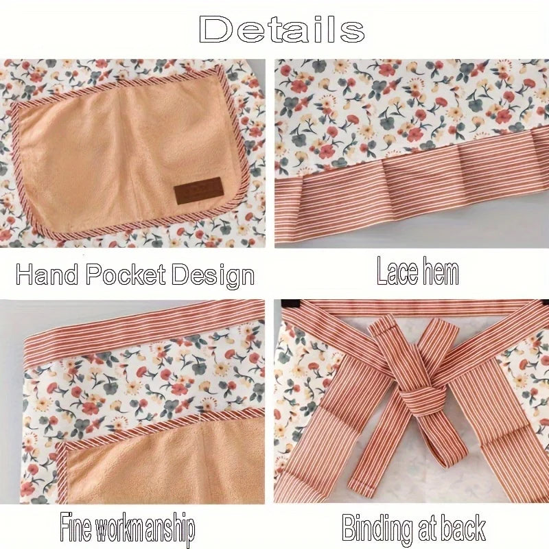 Cotton Apron Canvas Cover Up Women's New Breathable Long Sleeve Apron Kitchen Household Stain Resistant Dirty Work Clothes