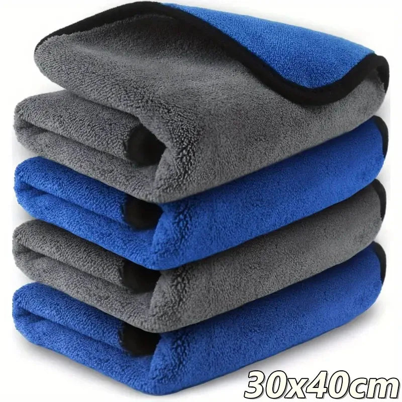 1-5pcs Microfiber Car Washing Towel Soft Quick Drying Windows Mirrors Wiping Rags Home Double Layer Cleaning Cloths 400GSM