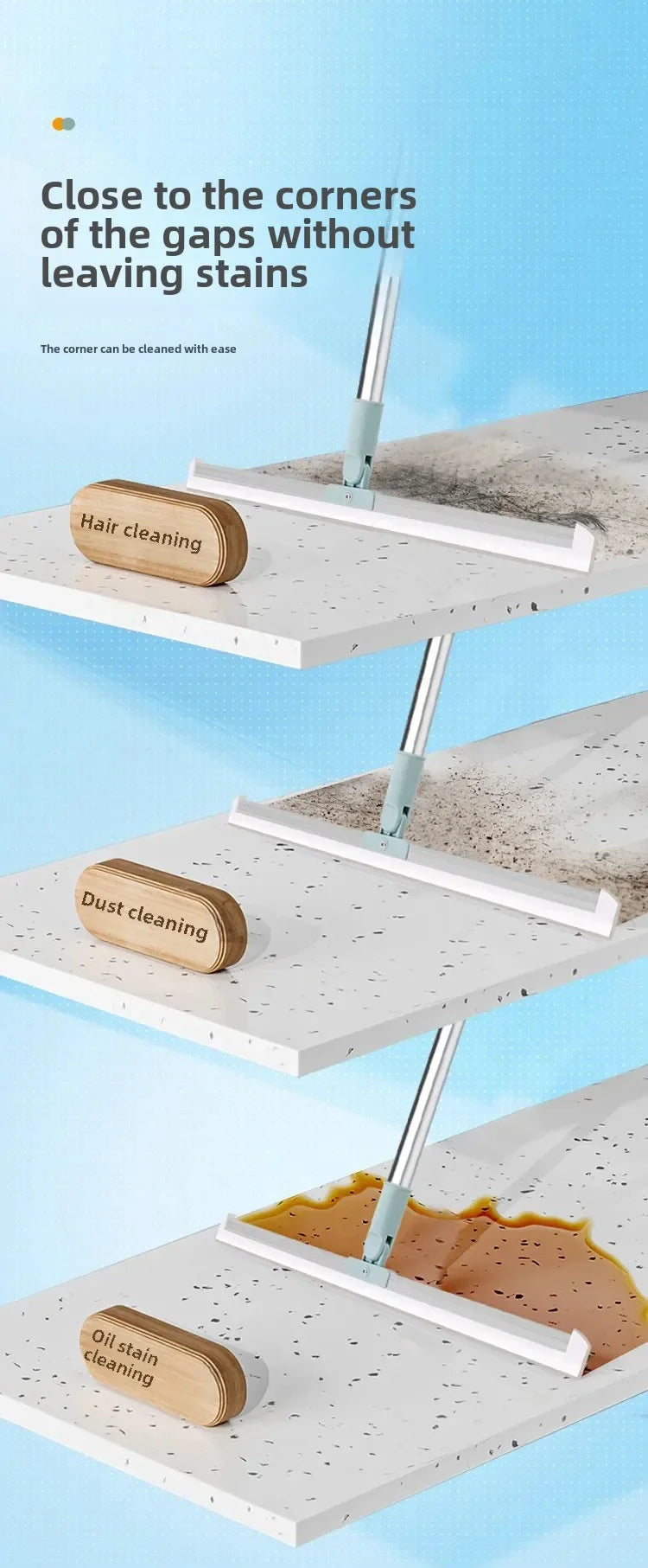 Magic Broom Silicone Bathroom Floor Scraper Household Bathroom Cleaning Squeegee Plastic Handle Two-In-One Dry And Wet Use