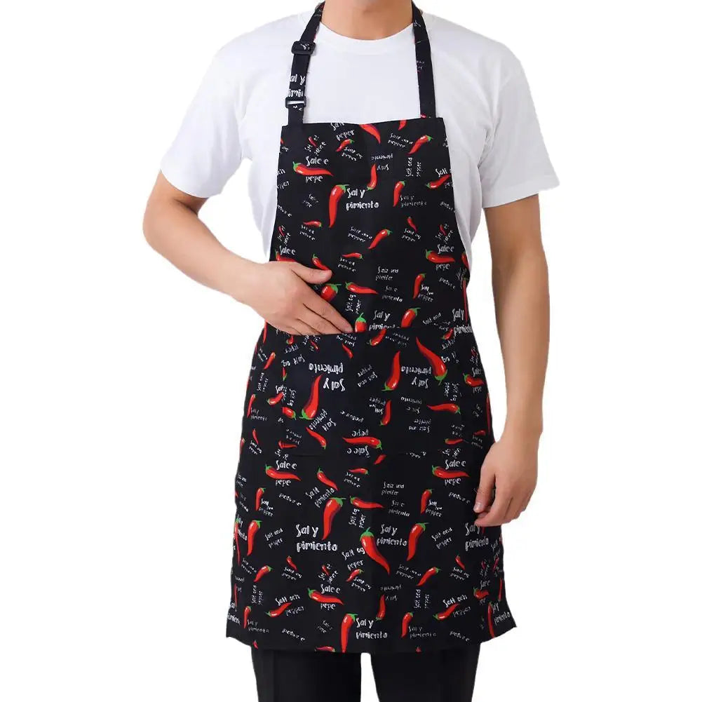 Half-length Adjustable Kitchen Apron Adult Striped Restaurant Hotel Chef Waiter Apron Picnic Cook Apron With 2 Pockets