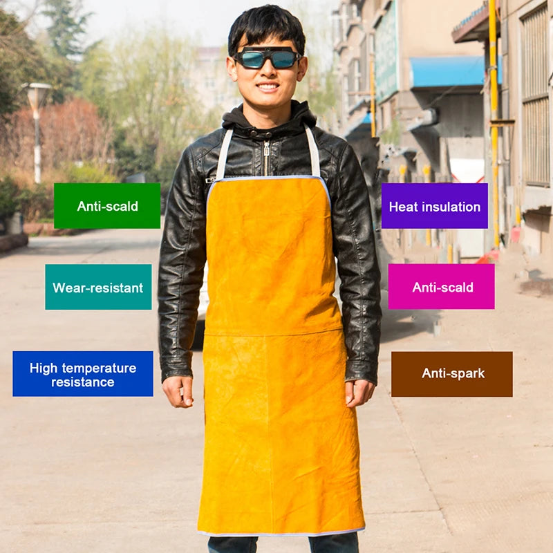 Washable Wear resistant Heat Insulation Cowhide Leather Welding Apron Soldering Protective Clothing Blacksmith