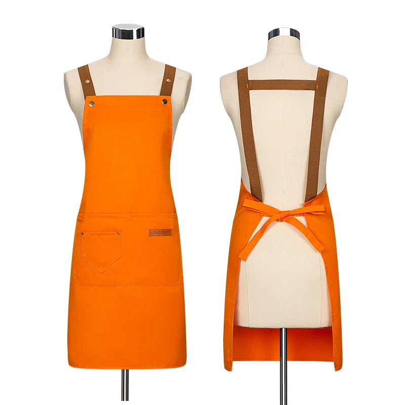Water Repellent Kitchen Apron Unisex with Pockets Work Cleaning Restaurant Waiter Work Apron Florist Bubble Tea Shop Pinafore