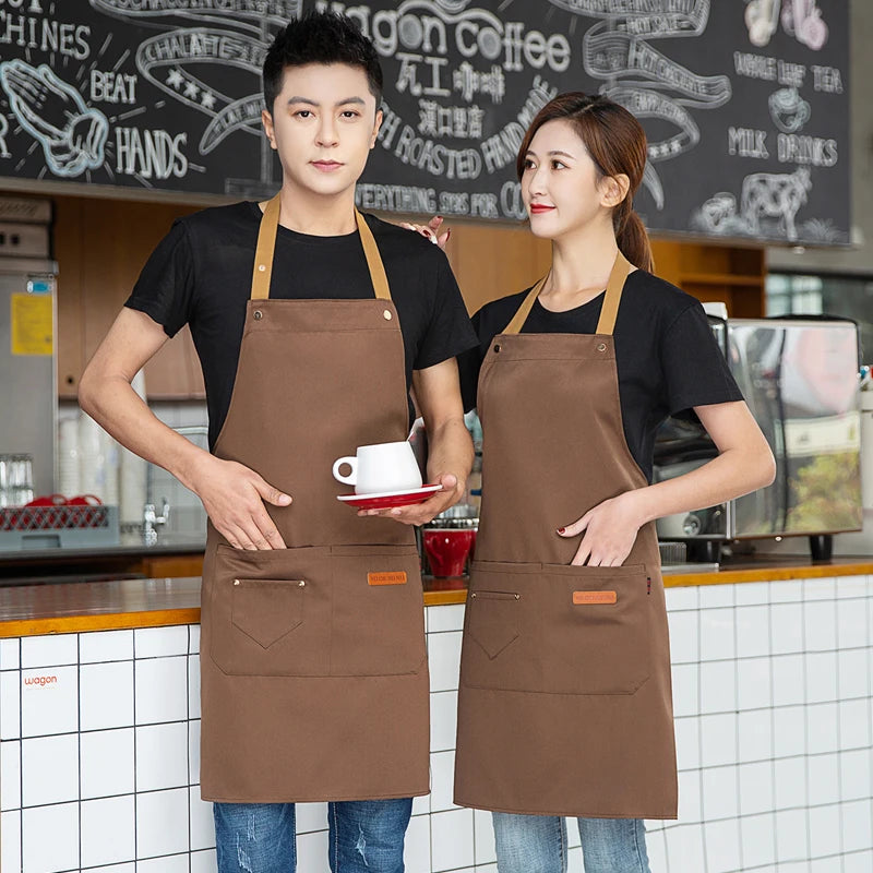 Customized Logo Design Apron Logo Signature Men's Women's Kitchen Aprons Home Chef Baking Clothes Waterproof  with Pockets