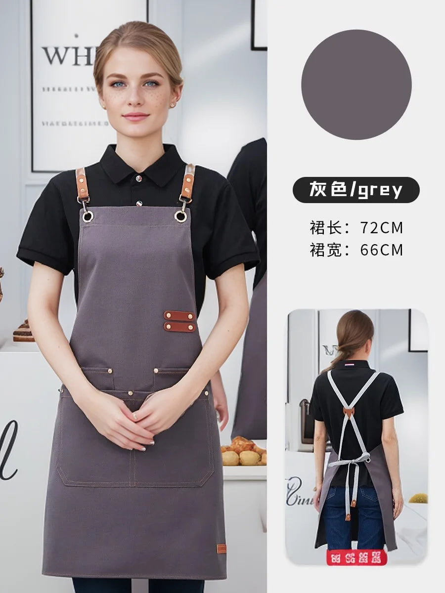 Waterproof Kitchen Apron Perfessional Kitchen Apron Restaurant Shop Waiter Work Uniform Women/Men With Pockets Cleaning Pinafore