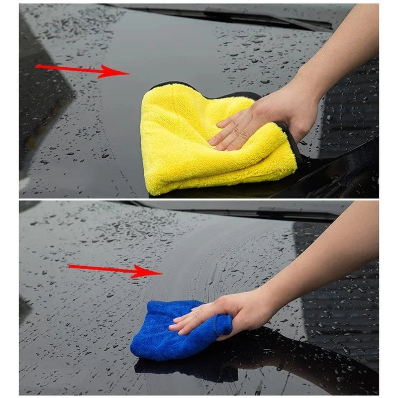 1/2/5/6/10pcs Microfiber Cleaning Towel Thicken Soft Drying Cloth Car Body Washing Towels Double Layer Clean Rags 30/40/60cm