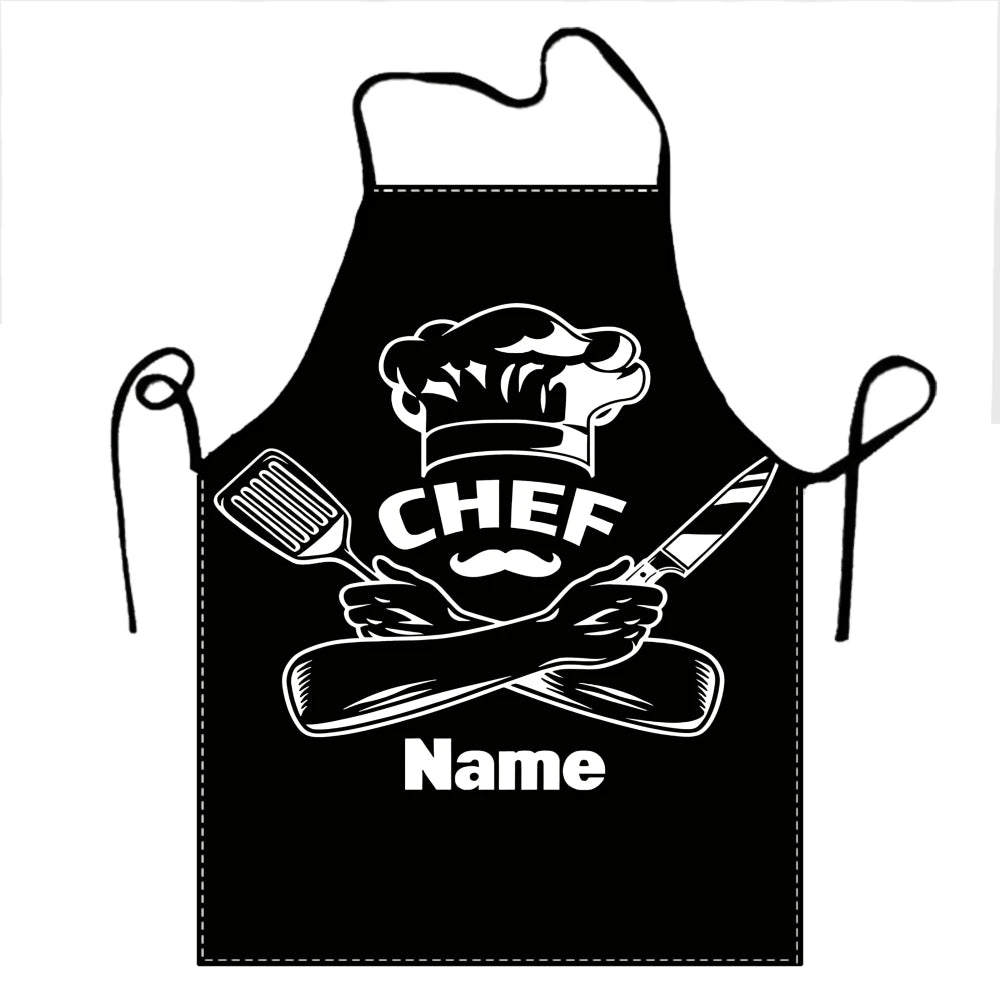 Custom Name Pattern Chef Hat Cooking Apron for Women Men Unisex Bib Kitchen Cooking Tablier Cuisine Chef Baking
