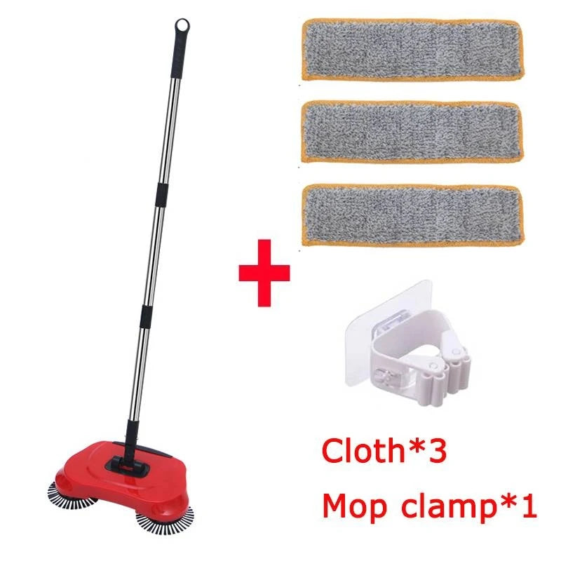 360° Hand Push Sweeper Vacuum Cleaner Sweeping and Mopping All-in-one Machine Broom Dustpan Combination for Home Office Cleaning