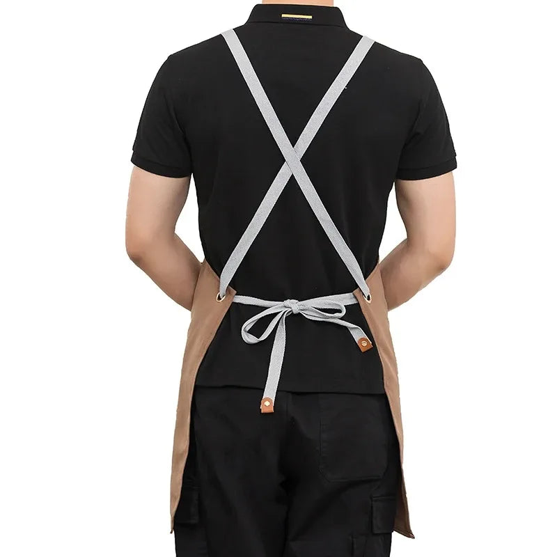 Waterproof Kitchen Apron Perfessional Kitchen Apron Restaurant Shop Waiter Work Uniform Women/Men With Pockets Cleaning Pinafore