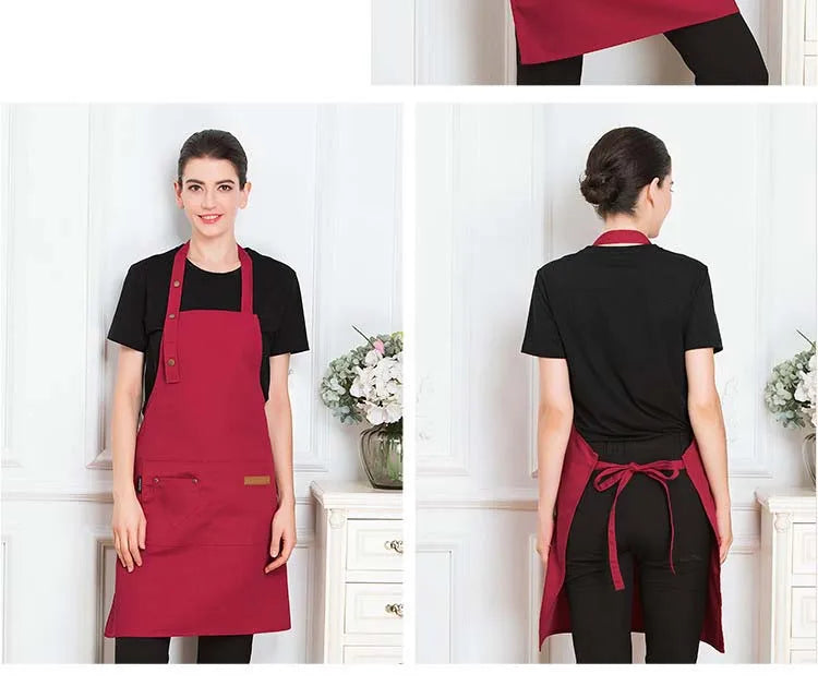 New Fashion Kitchen Aprons for Woman Men Chef Work Apron for Grill Restaurant Bar Shop Cafes Beauty Nails Studios Uniform Aprons
