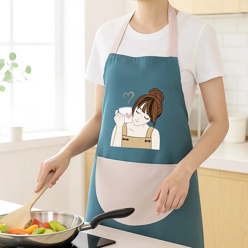 Waterproof PVC Apron - Adjustable Oil & Stain Resistant Kitchen Apron, Unisex for Grilling, Baking & Cooking
