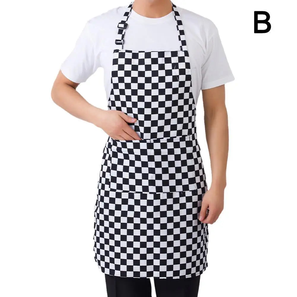 Half-length Adjustable Kitchen Apron Adult Striped Restaurant Hotel Chef Waiter Apron Picnic Cook Apron With 2 Pockets