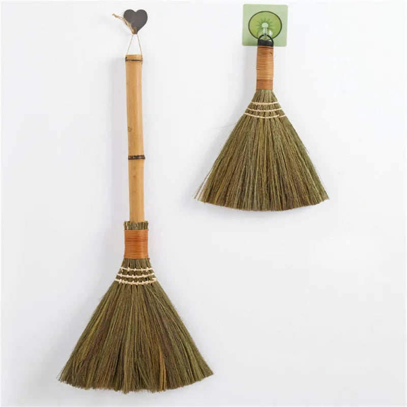 Japan Soft Fur Broom Manual Wooden Floor Sweeping Brooms Straw Braided Household Floor Cleaning Archaize Handmade Cleaning Tools
