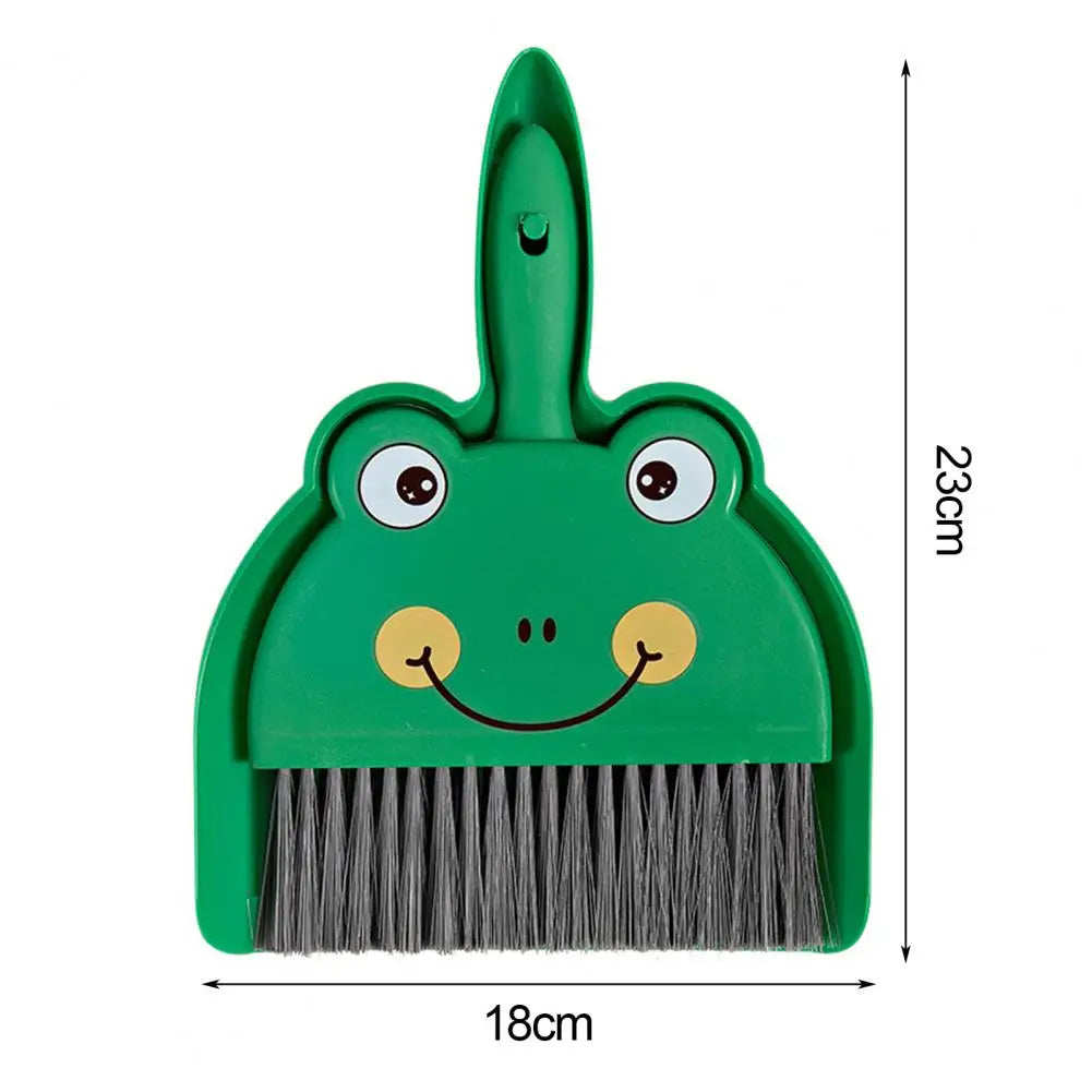 2Pcs/Set Small Broom Dustpan Set Cartoon Rabbit Bear Frog Pattern Keyboards Cleaning Mini Broom Dustpan Set