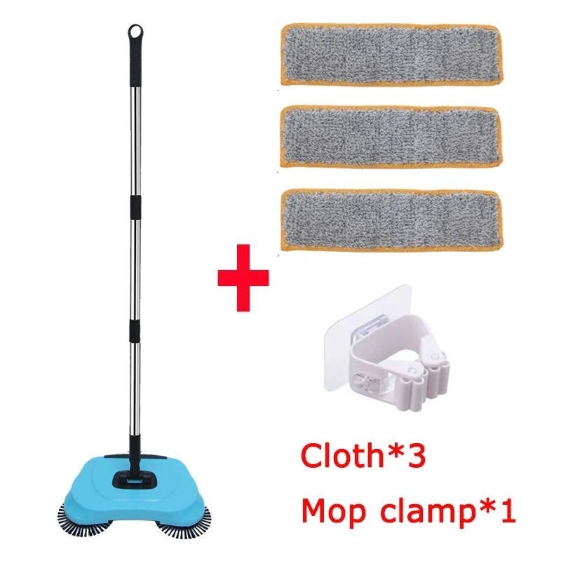 360° Hand Push Sweeper Vacuum Cleaner Sweeping and Mopping All-in-one Machine Broom Dustpan Combination for Home Office Cleaning