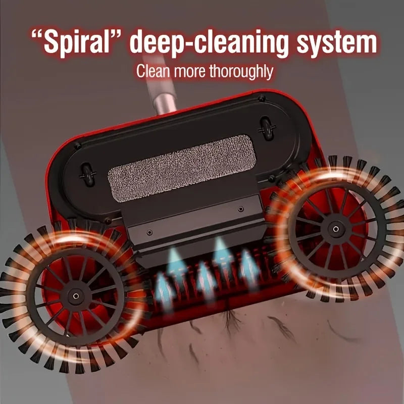 360° Hand Push Sweeper Vacuum Cleaner Sweeping and Mopping All-in-one Machine Broom Dustpan Combination for Home Office Cleaning