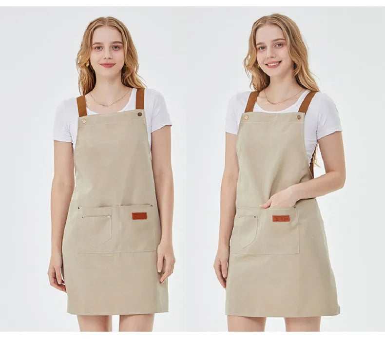 Water Repellent Kitchen Apron Unisex with Pockets Work Cleaning Restaurant Waiter Work Apron Florist Bubble Tea Shop Pinafore