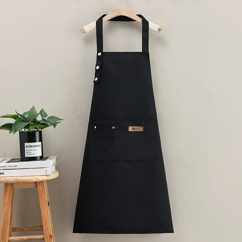 Chef Waiter Cafe Shop Waiter Pure Color Cooking Kitchen Apron For Woman BBQ Hairdresser Aprons Bibs Kitchen Accessory