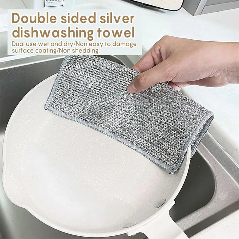 30-1pc Magic Cleaning Cloth Thickened Double-sided Metal Steel Wire Rags Kitchen Dish Pot Washdishing Cloths Towel Clean Tools