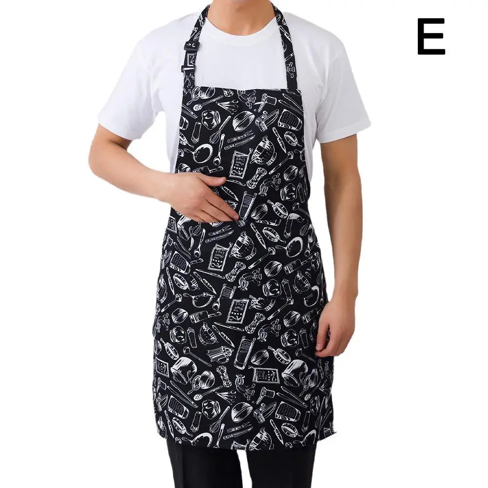 Half-length Adjustable Kitchen Apron Adult Striped Restaurant Hotel Chef Waiter Apron Picnic Cook Apron With 2 Pockets