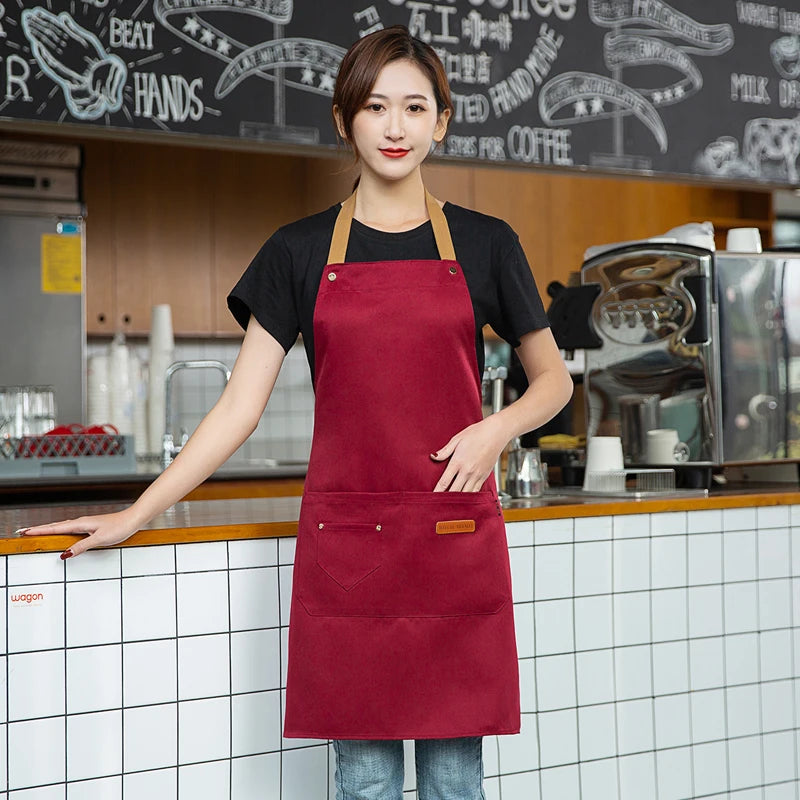 Customized Logo Design Apron Logo Signature Men's Women's Kitchen Aprons Home Chef Baking Clothes Waterproof  with Pockets