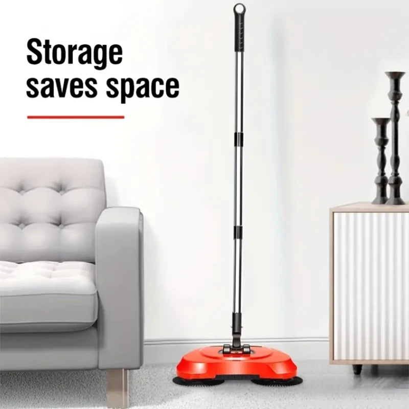 360° Hand Push Sweeper Vacuum Cleaner Sweeping and Mopping All-in-one Machine Broom Dustpan Combination for Home Office Cleaning