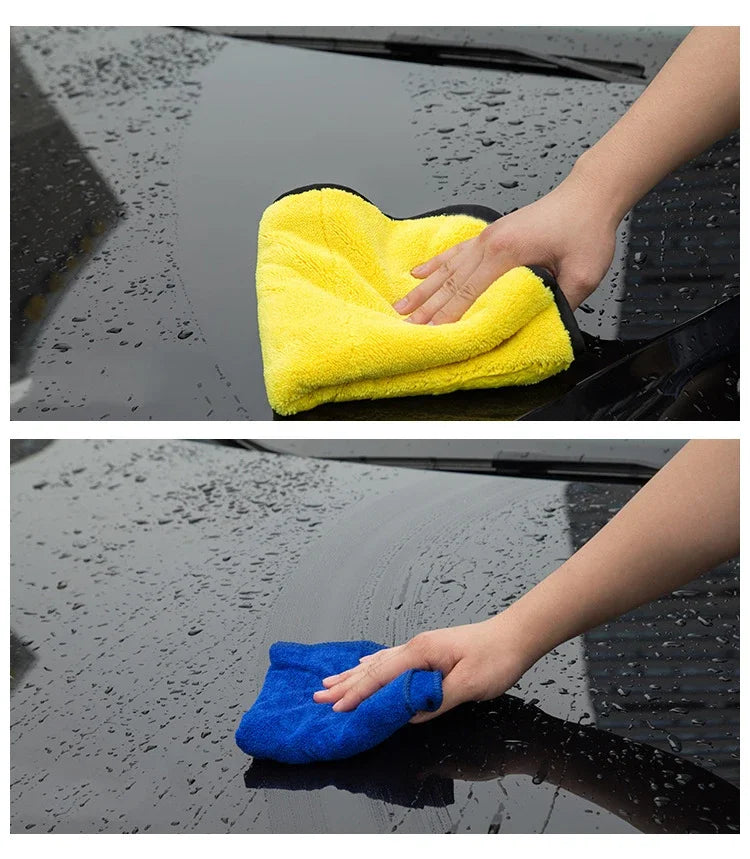1/2/5/6/10pcs Microfiber Cleaning Towel Thicken Soft Drying Cloth Car Body Washing Towels Double Layer Clean Rags 30/40/60cm