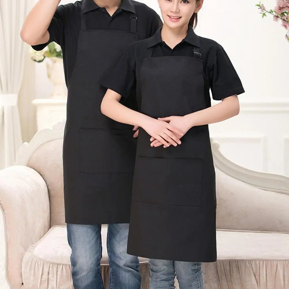 Half-length Adjustable Kitchen Apron Adult Striped Restaurant Hotel Chef Waiter Apron Picnic Cook Apron With 2 Pockets