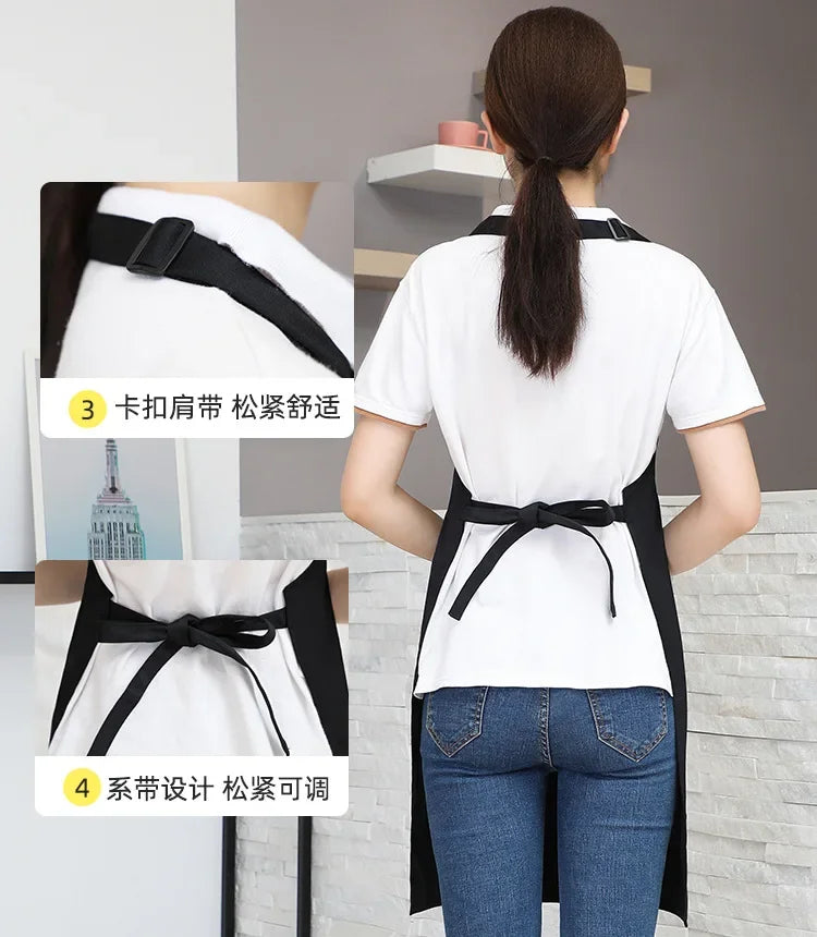 Customizable White Black Apron Customize Logo Personalized Apron Waterproof For Man Women Cooking Restaurant Waiter Work Clothes
