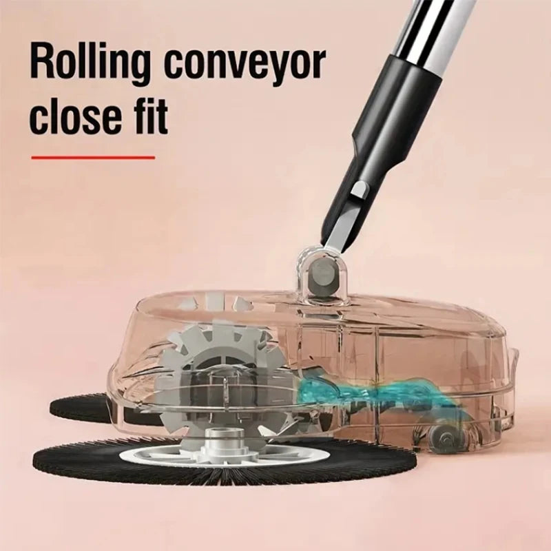 360° Hand Push Sweeper Vacuum Cleaner Sweeping and Mopping All-in-one Machine Broom Dustpan Combination for Home Office Cleaning