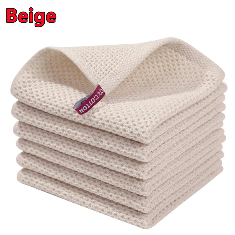 New 100% Cotton Dishcloth Ultra Soft Absorbent Kitchen Towel Household Cleaning Cloth Kitchen Tools Gadgets Wash Cloth Dish Rag