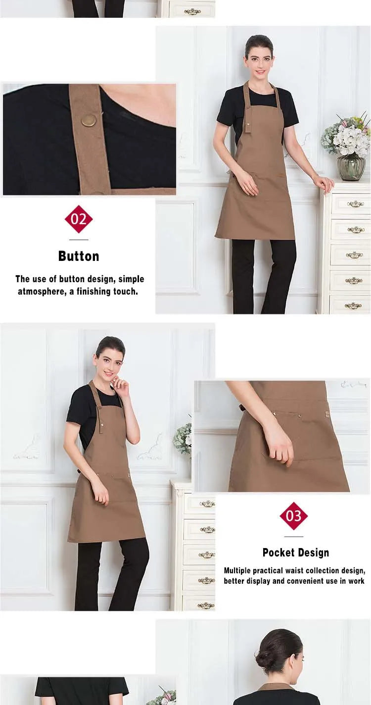 New Fashion Kitchen Aprons for Woman Men Chef Work Apron for Grill Restaurant Bar Shop Cafes Beauty Nails Studios Uniform Aprons