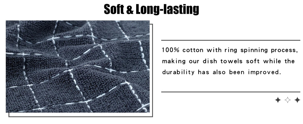 Olanly Cotton Terry Cloth Kitchen Towels Thicken Super Absorbent Dishcloth Reusable High-efficiency Cleaning Rags Daily Dish Rag
