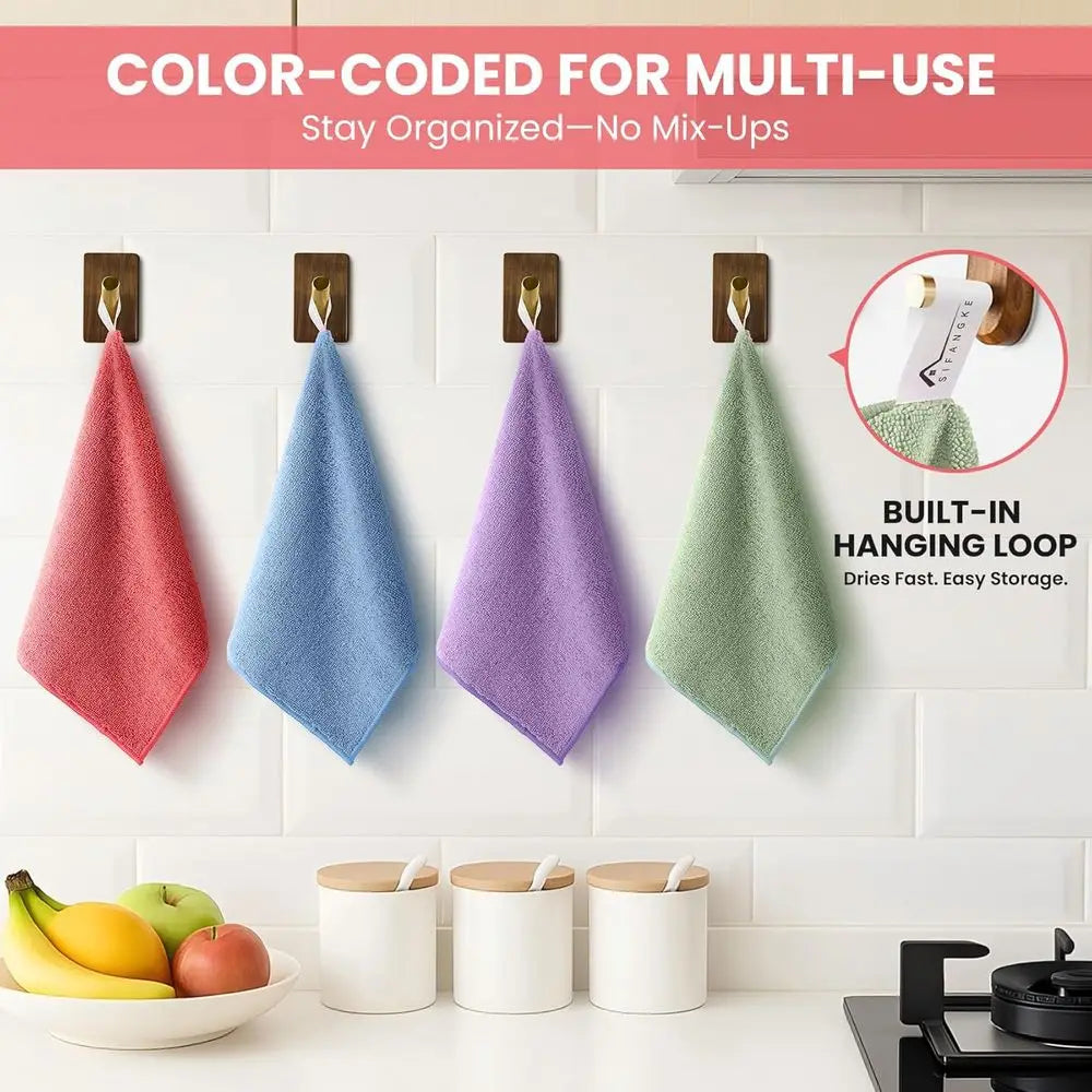 Cleaning Cloth, 12 Pack Assorted Color Cleaning Rags or Housekeng, Colorful Reusable Microfiber Towels or Car, Kitchen, Bathroom