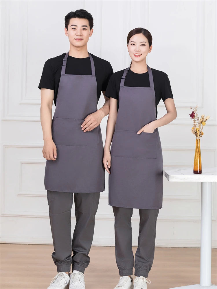 Personalized Women's Kitchen Apron for Woman Men Chef Work Apron for Grill Restaurant Bar Cafes Beauty Nails Studios Logo Design