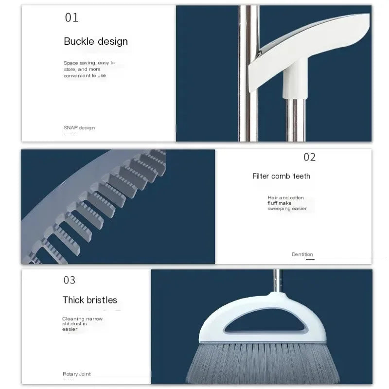 Plastic Broom and Dustpan Set Removable Combination Home Floor Cleaner Kit Sweeper Wiper Cleaning Tools Household Accessories
