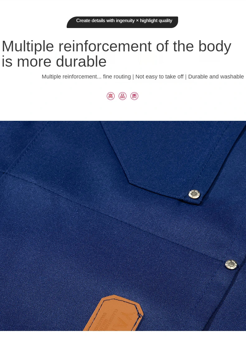 Customized Embroidery Print Logo Signature Waterproof Kitchen Aprons Home Chef Baking Clothes With Pockets Adult Bib Waist Bag