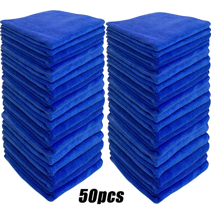 200pcs Microfiber Towels Car Wash Drying Cloth Blue Car Care Detailing Cleaning Polishing Duster Home Kitchen Washing Rags