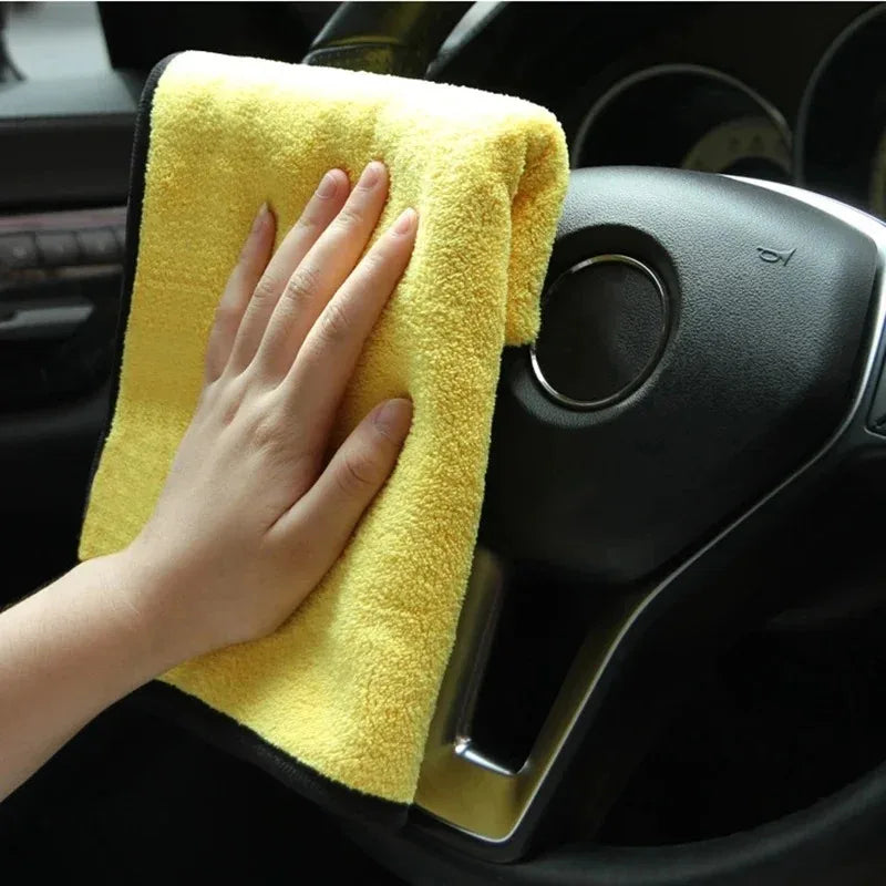 1/2/5/6/10pcs Microfiber Cleaning Towel Thicken Soft Drying Cloth Car Body Washing Towels Double Layer Clean Rags 30/40/60cm