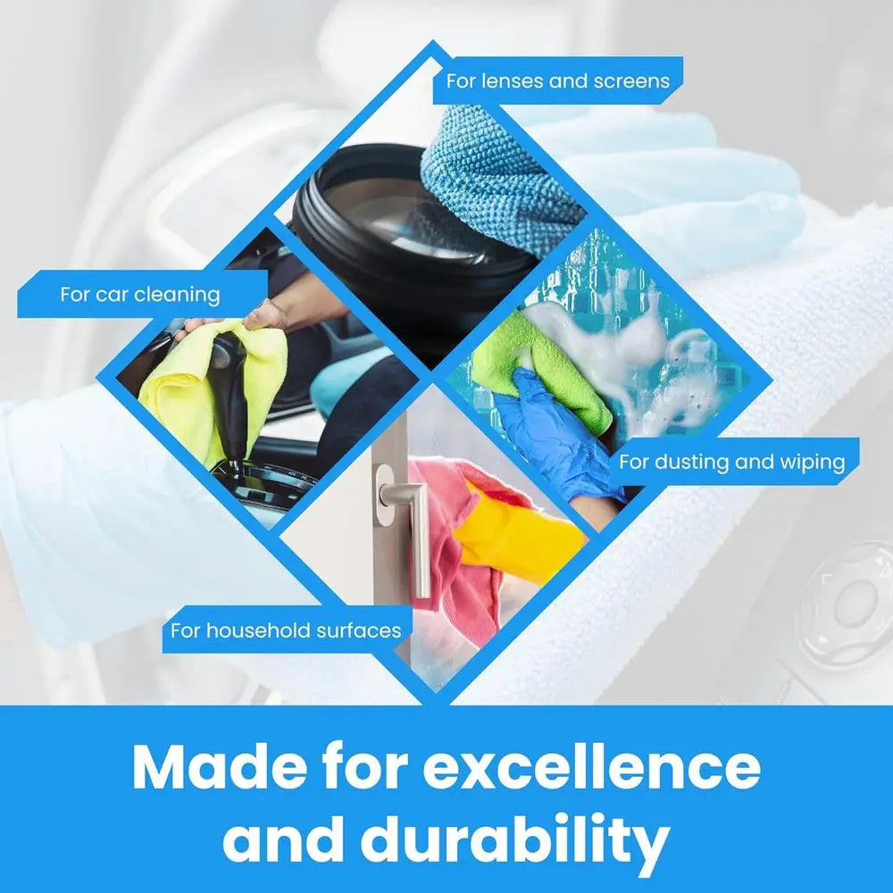 Cleaning Cloth 12 Pack - 12 x 12 inches - Rags or Cleaning House Streak-free Wipes or Sns, Dusting & Appliances - Premium Microf