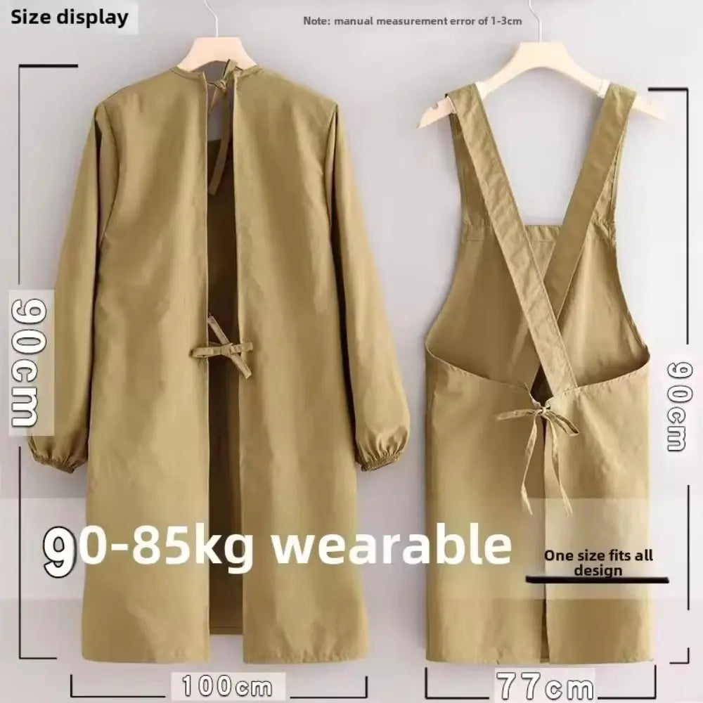 Solid color Kitchen Apron Long Sleeve Waterproof Coffee House Aprons Anti-fouling Breathable Catering Work Clothes