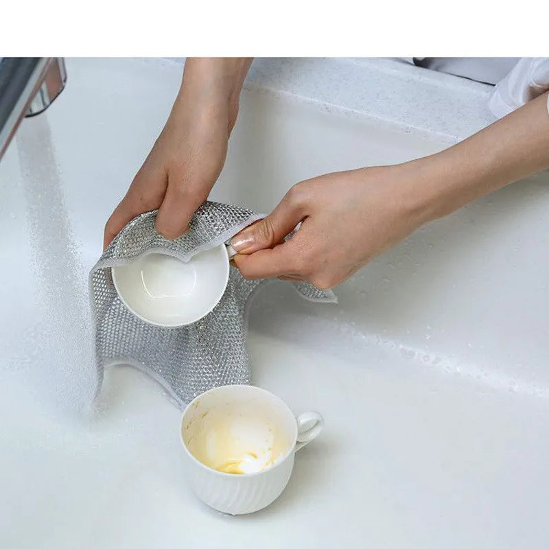 5/12pcs Wire Dishwashing Rag, Multifunctional Non-Scratch Wire Dishcloth for Cleaning Kitchen Bathroom