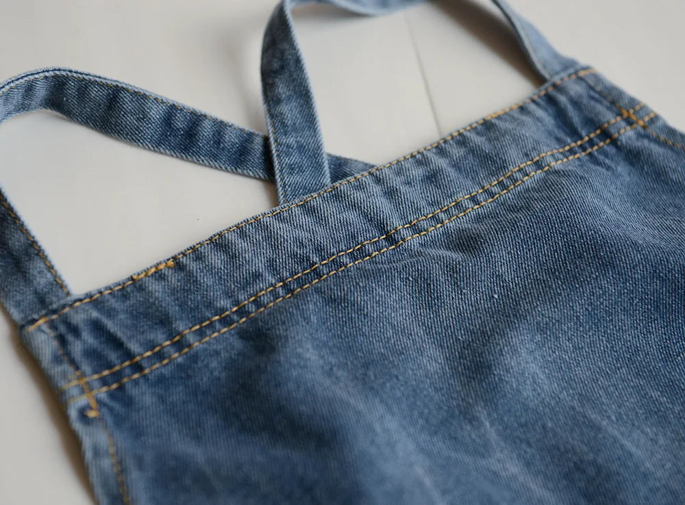 Denim Apron Cotton Korean Canvas Antifouling Home Cleaning Kitchen Cooking Work Clothes Barber Apron Leisure Gardening Baking