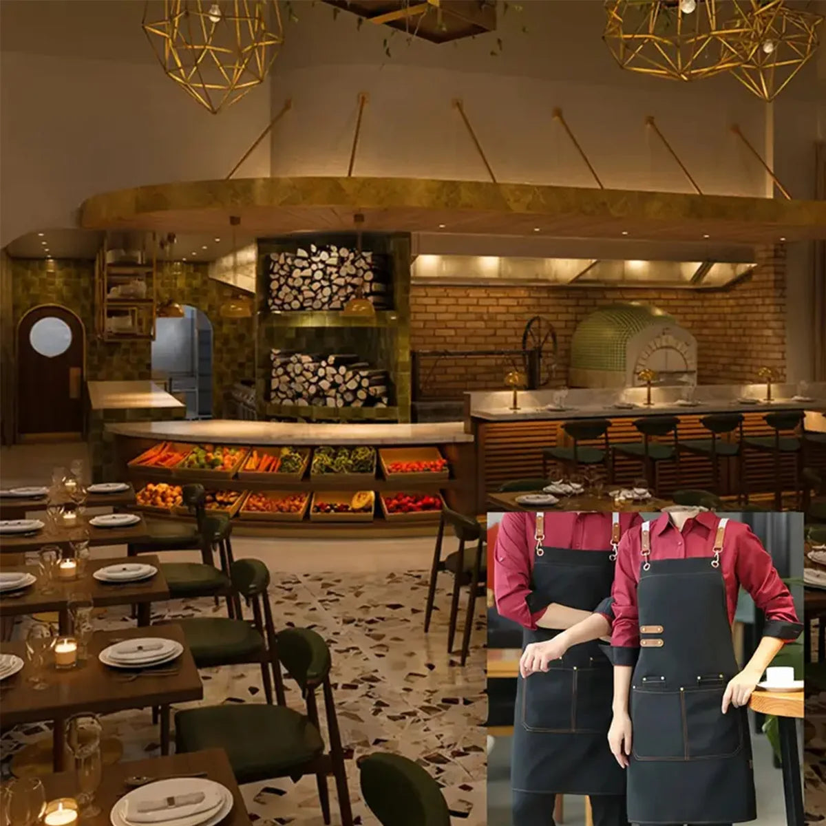 Chef's apron for hotel cooking restaurant waiter; ladies' restaurant coffee shop baking shop manicure shop work apron uniform fo