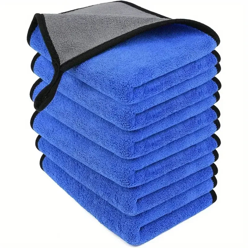 1-4pcs Microfiber Car Washing Towel Soft Quick Drying Windows Mirrors Wiping Rags Home Double Layer Cleaning Cloths 500GSM