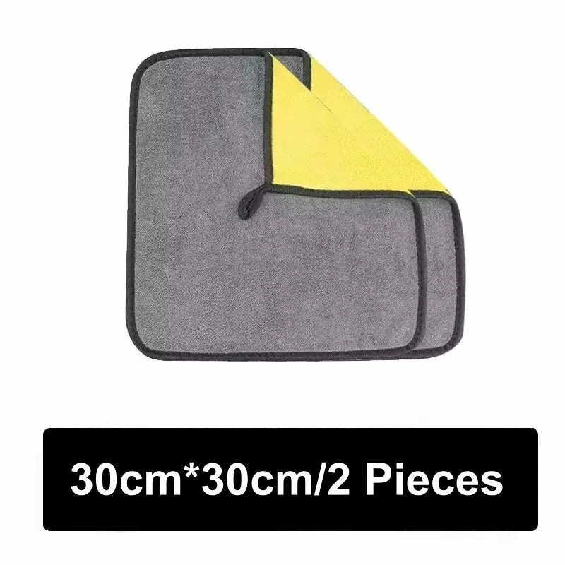 1/2/5/6/10pcs Microfiber Cleaning Towel Thicken Soft Drying Cloth Car Body Washing Towels Double Layer Clean Rags 30/40/60cm
