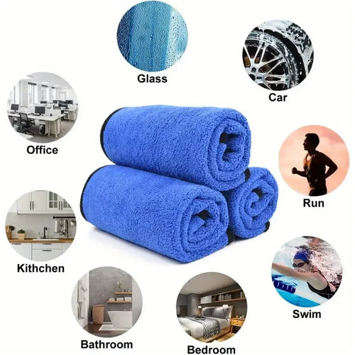 1-5pcs Microfiber Car Washing Towel Soft Quick Drying Windows Mirrors Wiping Rags Home Double Layer Cleaning Cloths 400GSM