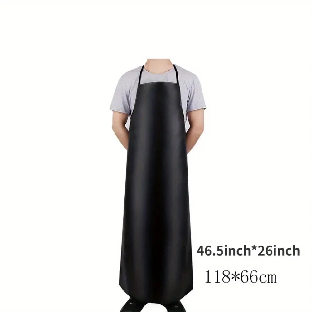PU Leather Heavy Duty Waterproof Apron for Dishwashing 40 Inch Work Apron PU Leather Dishwasher Apron for Men Cleaning Apron Lig