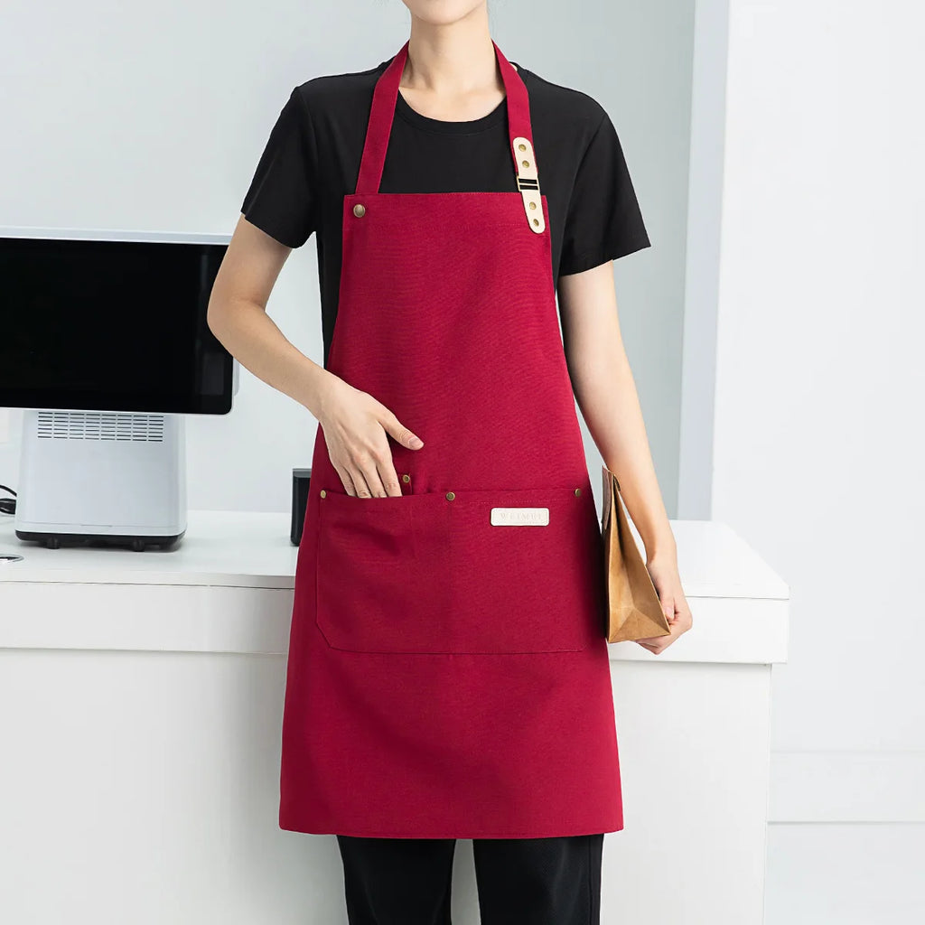 1 Piece Chef Apron Unisex Waterproof Canvas Durable for Restaurant Hotel Baking Beauty Salon Nail Art Kitchen Cooking